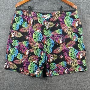 Buccee's Swim Shorts 7" Men's Large Floral Allover Green/Black Beachwear